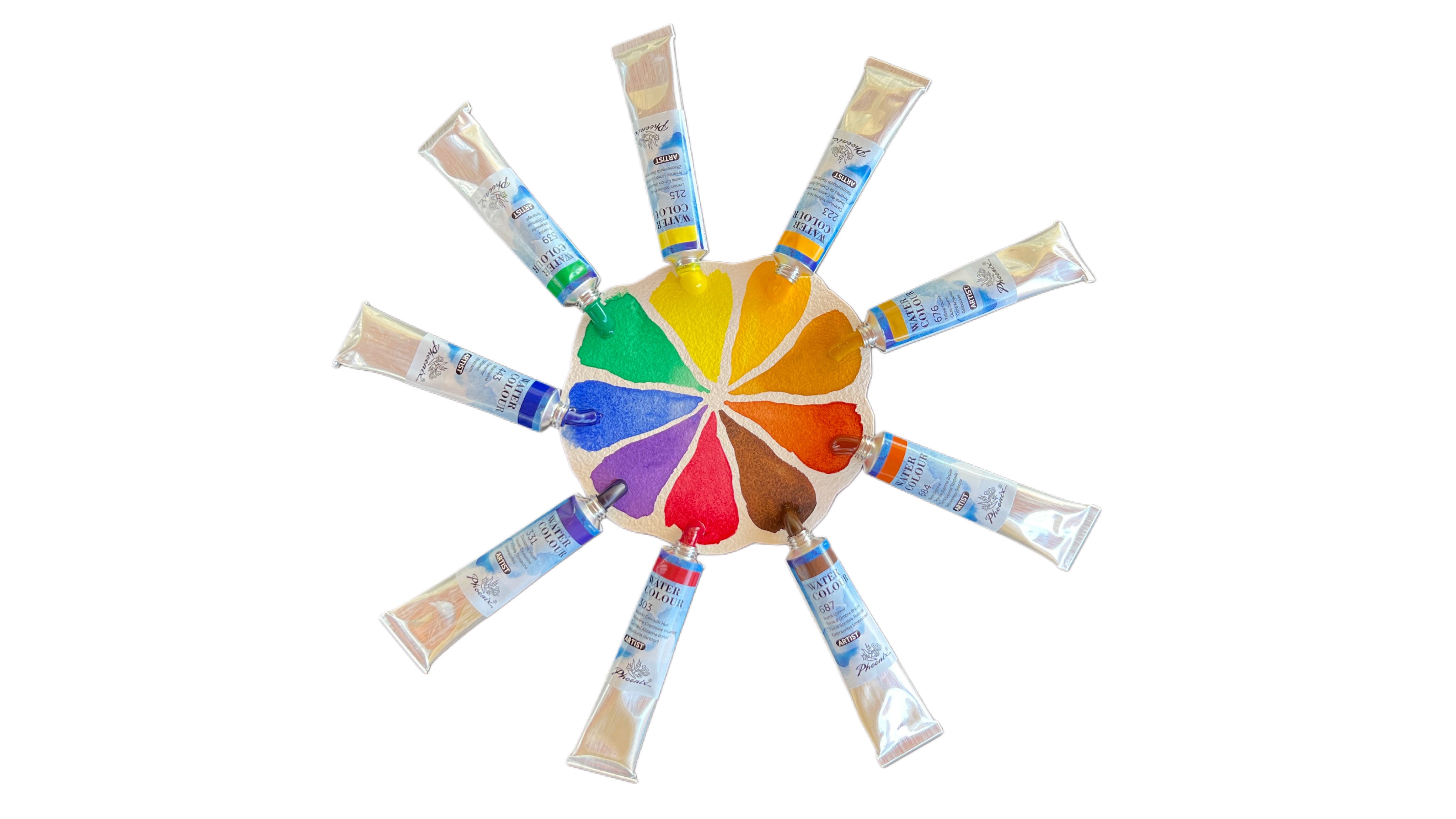 Phoenix Watercolor 9 Hues Paint Set – 21ml Artist Tubes – Artist Level Vibrant Pigments for Artists & Beginners