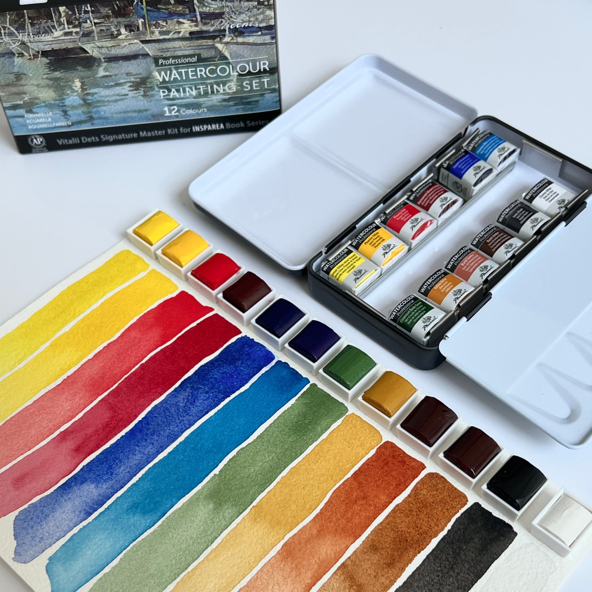 Watercolor Kit (Enhanced) with Workbook Italy 140 lb Premium Watercolor Paper PRO-level Paints Sketchbook FREE SHIP Insparea 17 Lessons